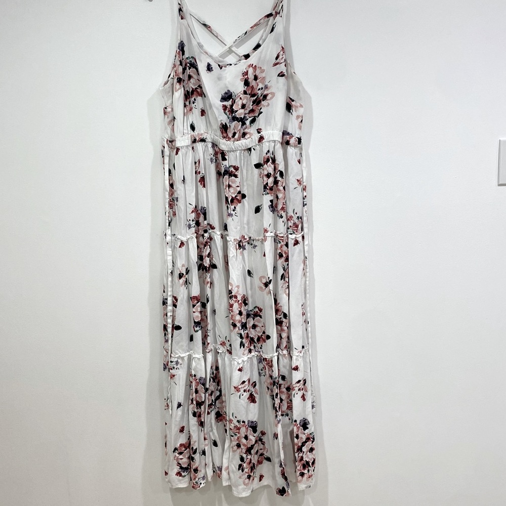 torrid White Maxi Dress with Pink Floral Print
